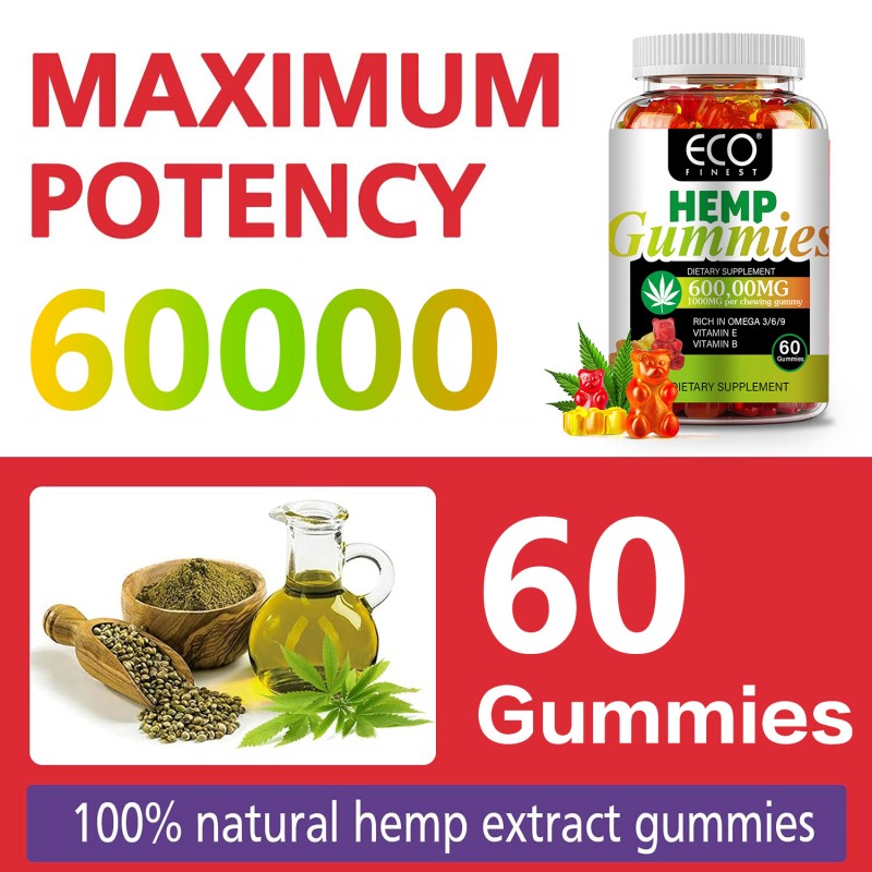 ECO Finest Hemp Gummies 60 Sweets Dietary Supplement # 001
