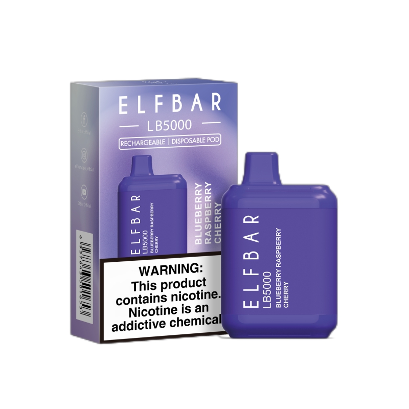 ELF BAR LB5000 Disposable 5000 Puffs Blueberry Ras...